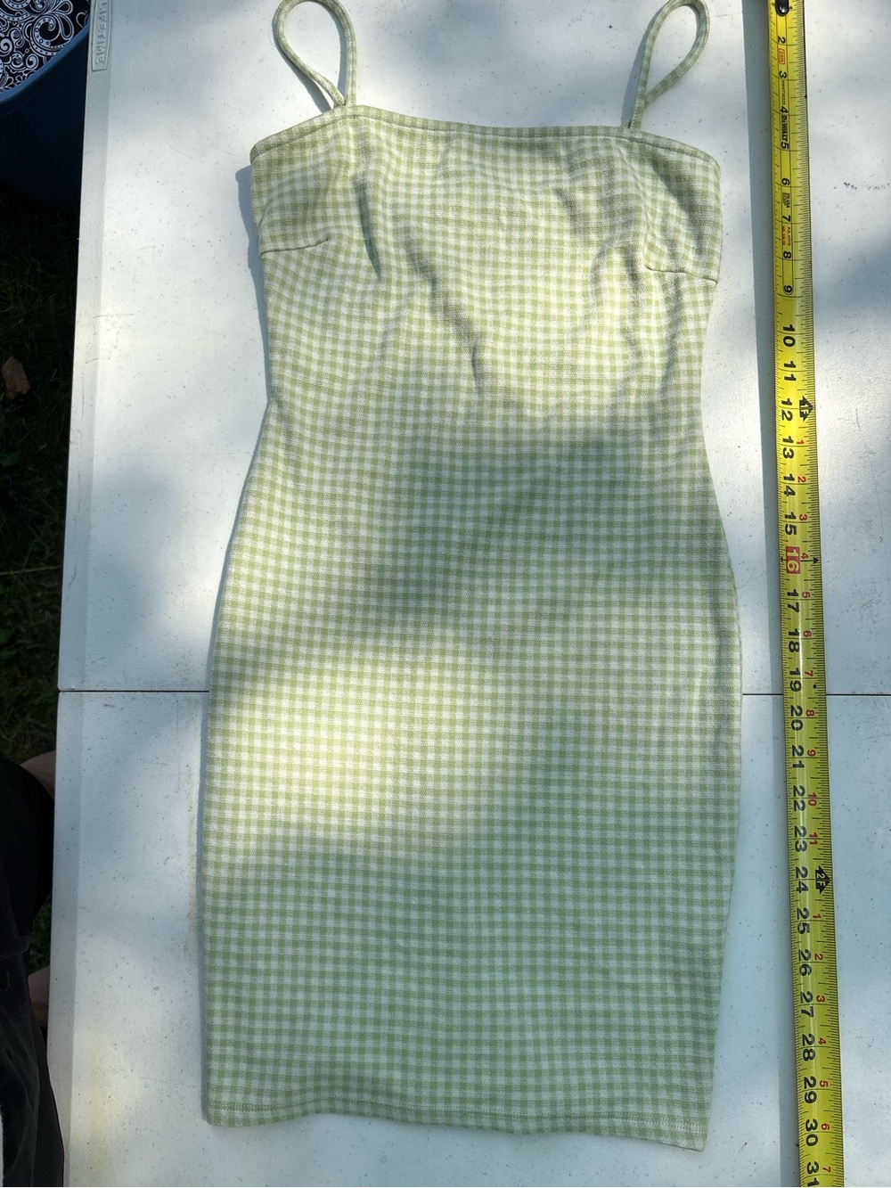 Green Gingham Fitted Dress